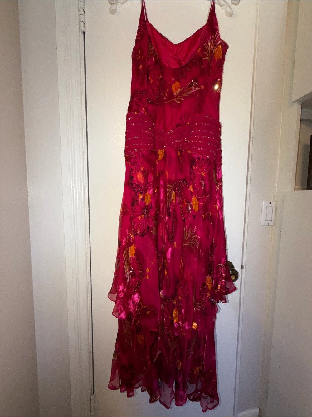 Vintage Sue Wong Nocturne Y2K Beaded Silk Floral Evening Dress - Size 10 - Picture 6 of 15